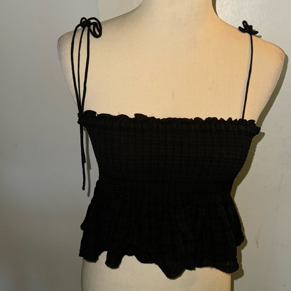 Wilfred Small viscose black tube top adjustable straps ruffled bottom - Picture 1 of 9